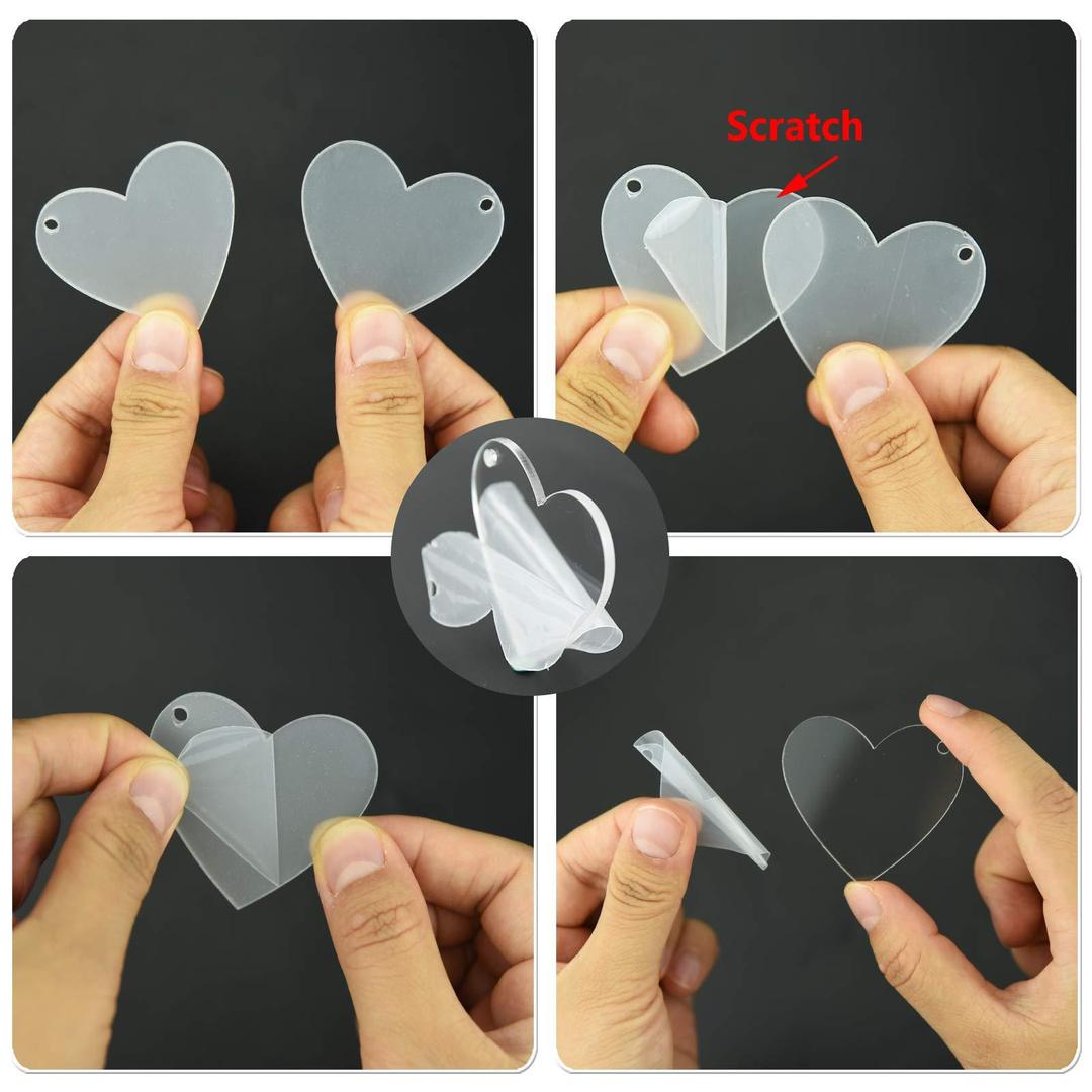 Pack Of 20 - 2-Inch Acrylic Heart Keychain Blanks