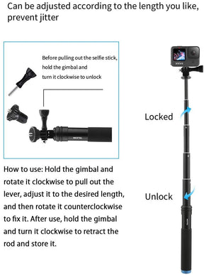 TELESIN Selfie Stick Monopod With Tripod Mount For GoPro HERO DJI Osmo Insta360, 20121303