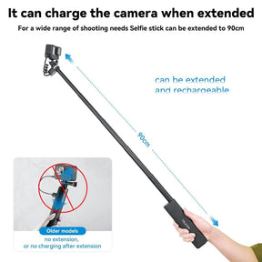 TELESIN Selfie Stick 10000mAh Battery With USB-C Cable For Action Cameras, 23010402