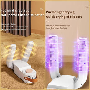 Electric Shoe and Boot Dryer with Smart Timer & Folding Design