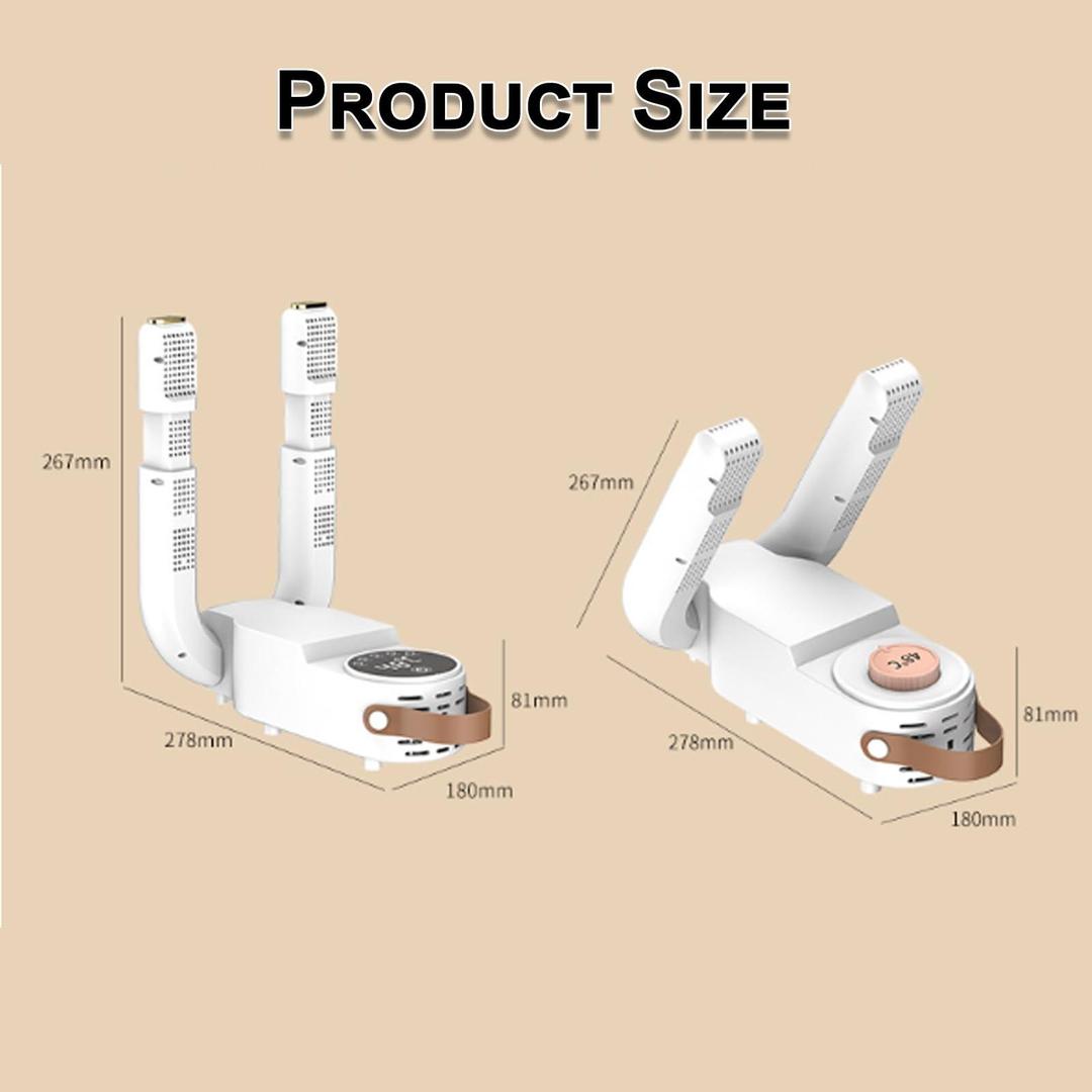 Electric Shoe and Boot Dryer with Smart Timer & Folding Design